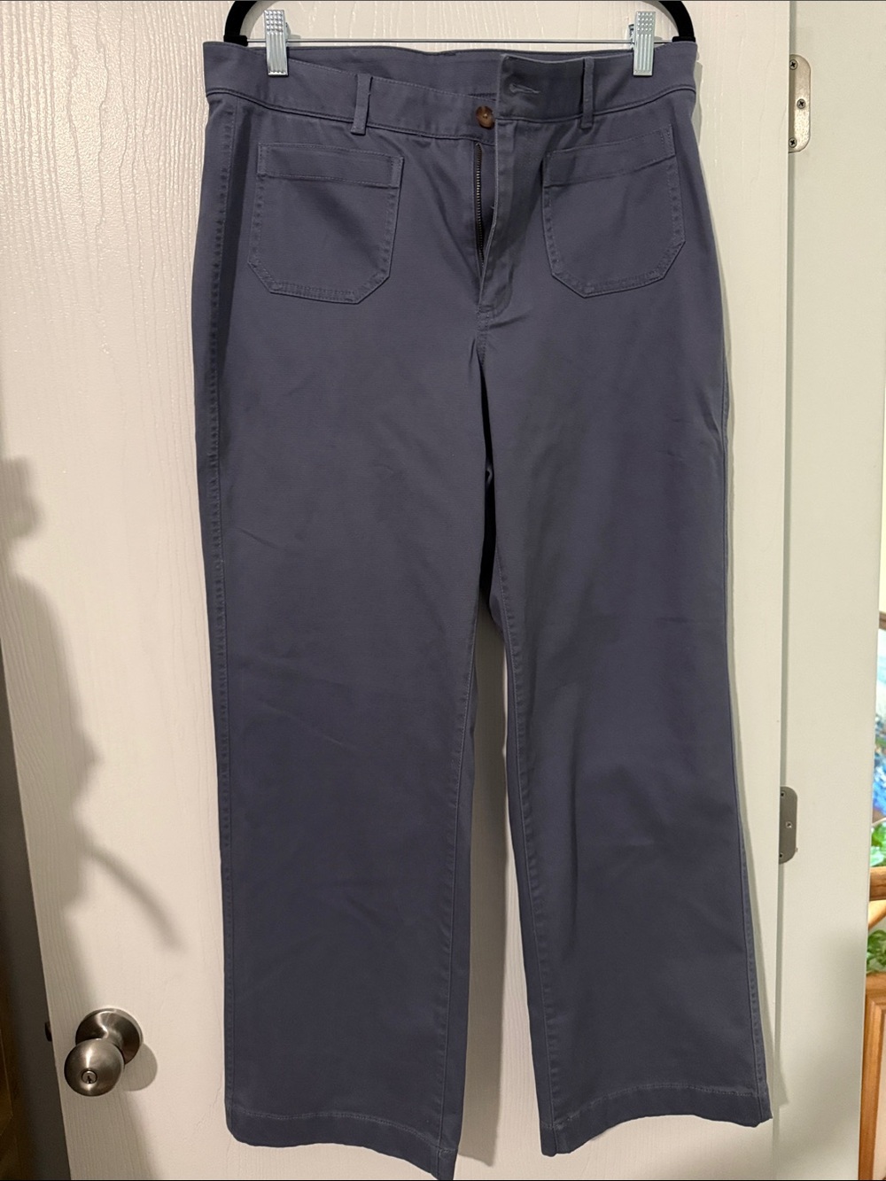 Women Classic Straight Chinos in Slate Blue